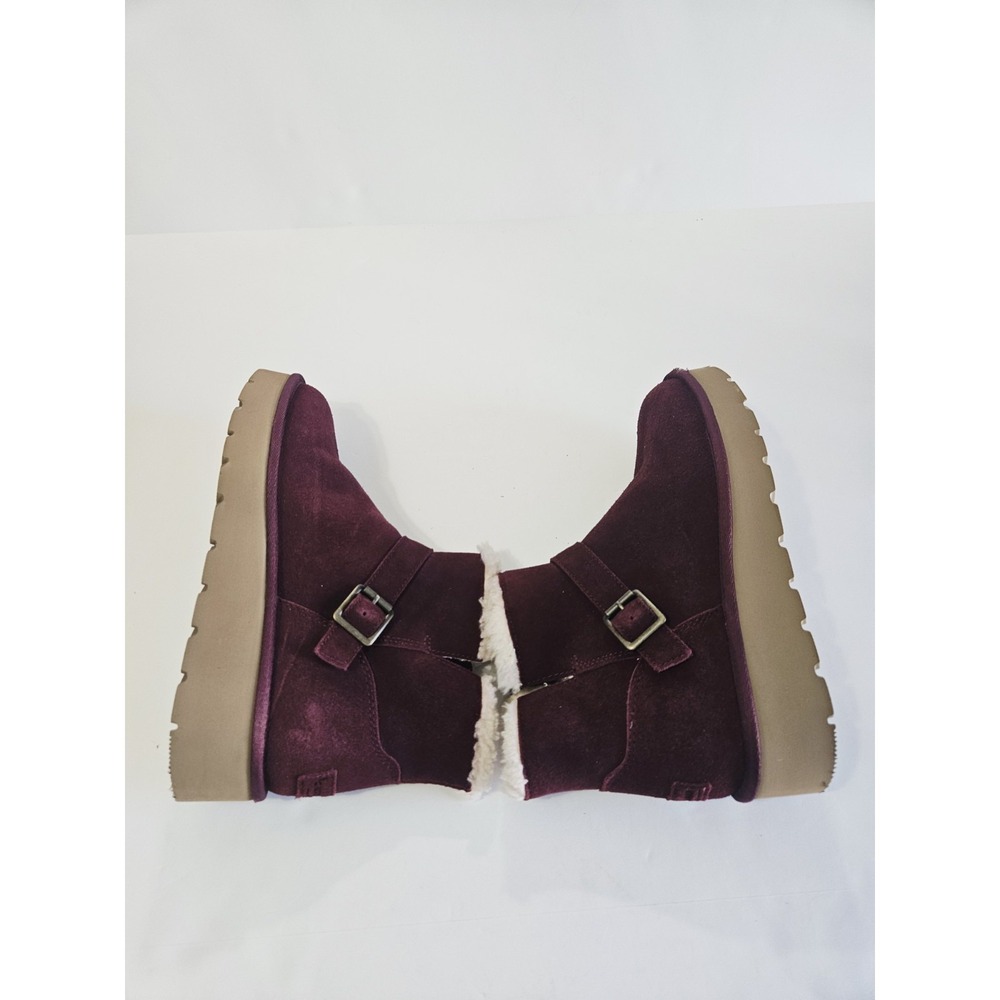 Koolaburra By UGG Boots Womens Size 9 Red Suede Ankle Wedge Faux Fur Lined Zip - Picture 11 of 16